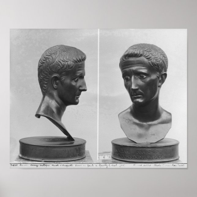 Two views of a bust of Emperor Augustus Poster (Front)