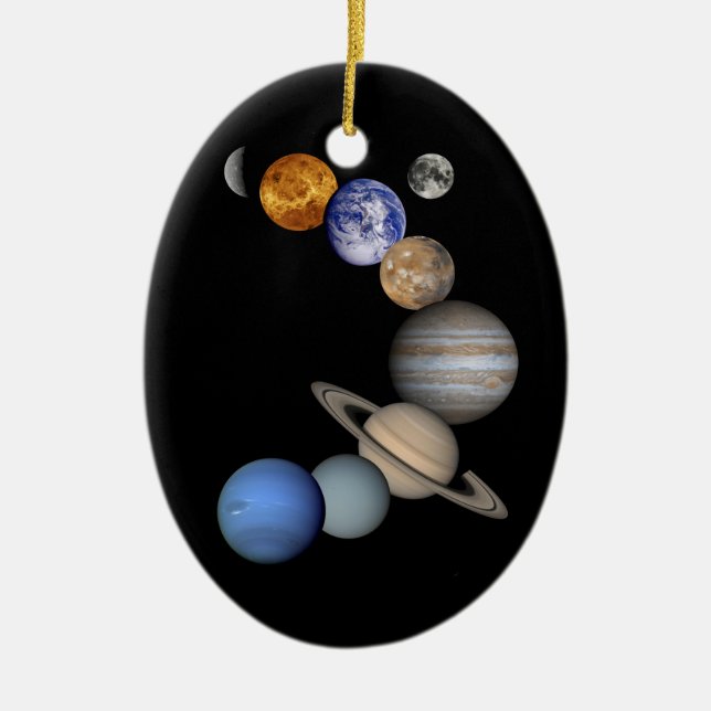 Two Views Of The Solar System Ceramic Ornament (Front)