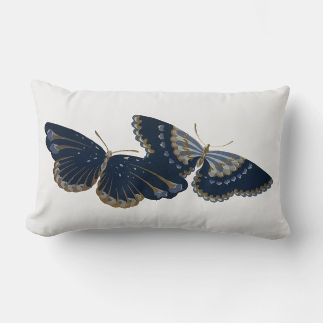 Two Vintage Butterflies Lumbar Pillow (Front)