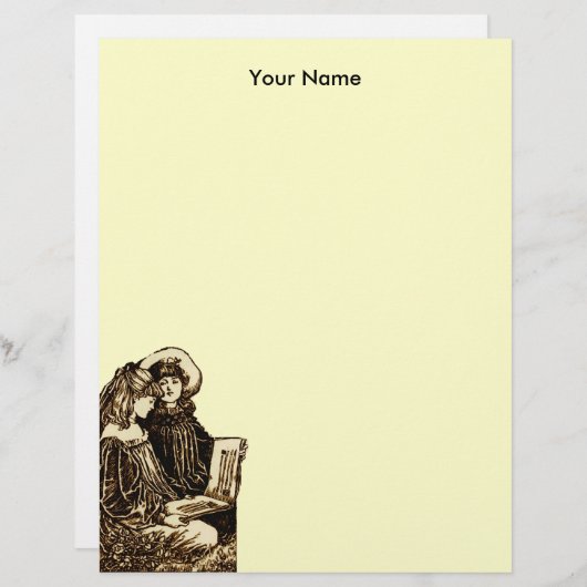 Two Vintage Girls Reading (Front/Back)