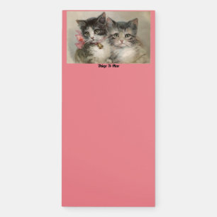 Two Vintage Kittens Magnetic Notepad