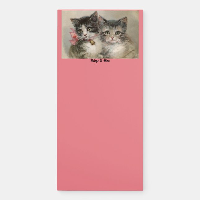 Two Vintage Kittens Magnetic Notepad (Front)