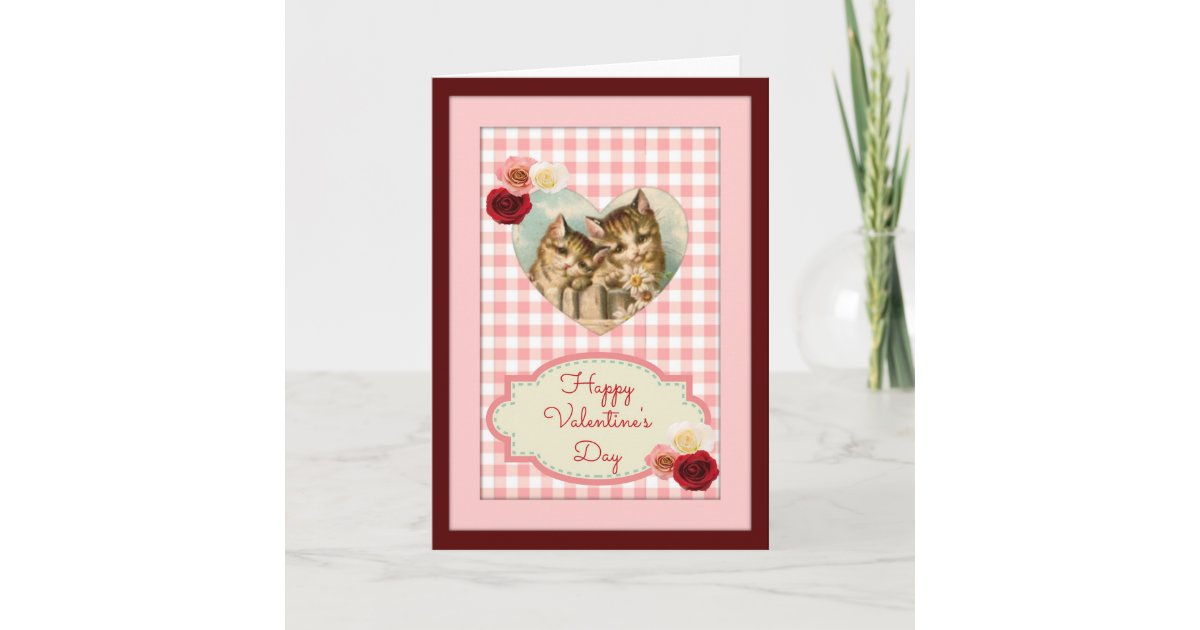 Two Vintage Orange Cats Valentine's Day Card | Zazzle