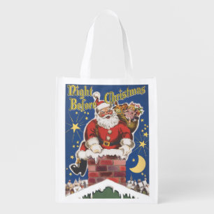 Two Vintage Twas Night Before Christmas Designs Grocery Bag