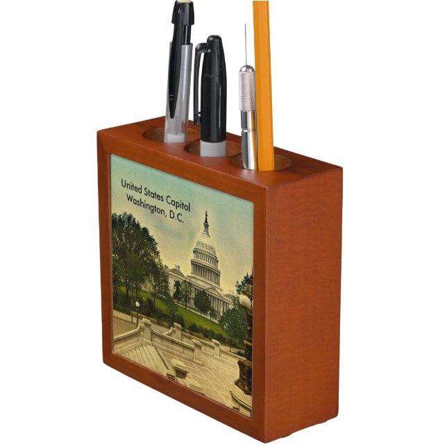 Two Vintage United States Capitol Images 1871-1898 Pencil/Pen Holder (In Situ)