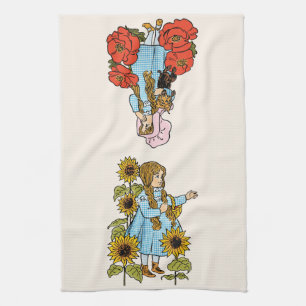 Two Vintage Wizard of Oz Dorothy with Flowers Kitchen Towel