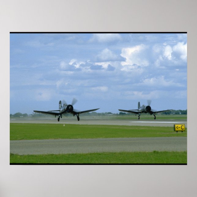 Two Vought F4U Corsairs, Landing_WWII Planes Poster (Front)
