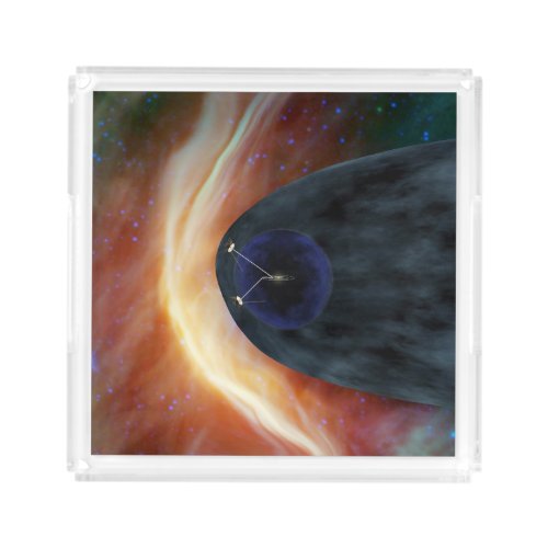 Two Voyager Spacecraft Exploring Turbulent Space Acrylic Tray