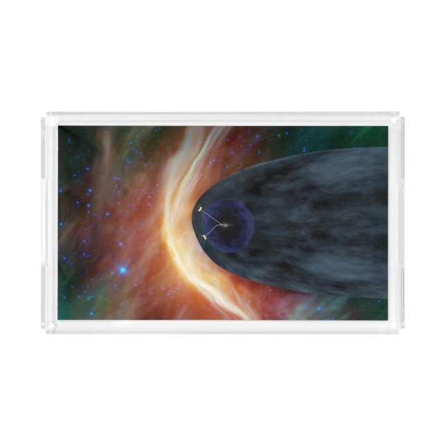 Two Voyager Spacecraft Exploring Turbulent Space. Acrylic Tray (Front)