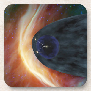 Two Voyager Spacecraft Exploring Turbulent Space. Beverage Coaster