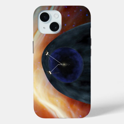 Two Voyager Spacecraft Exploring Turbulent Space iPhone 15 Case