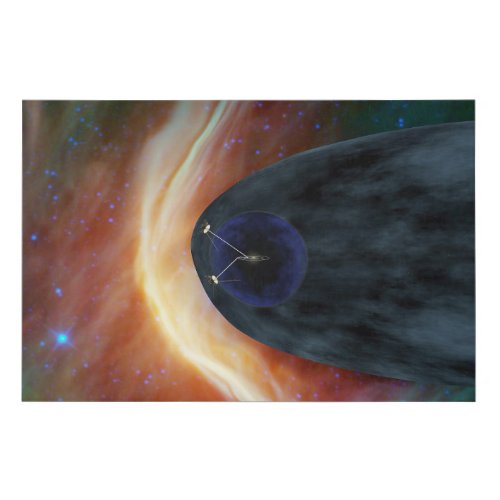 Two Voyager Spacecraft Exploring Turbulent Space Faux Canvas Print