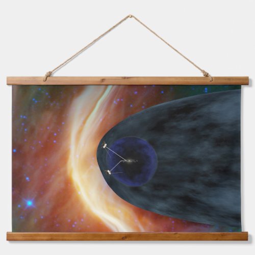 Two Voyager Spacecraft Exploring Turbulent Space Hanging Tapestry