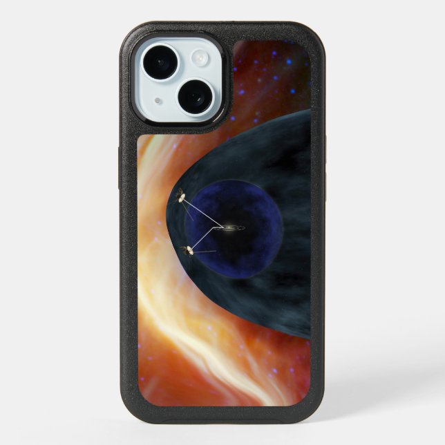 Two Voyager Spacecraft Exploring Turbulent Space. iPhone 15 Case (Back)