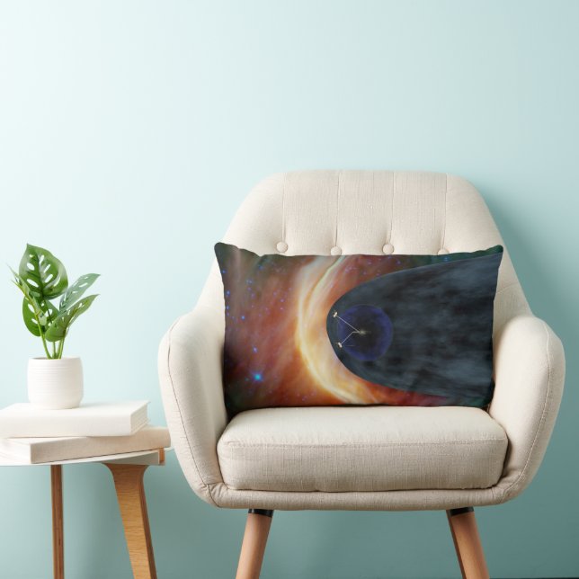 Two Voyager Spacecraft Exploring Turbulent Space. Lumbar Pillow (Chair)