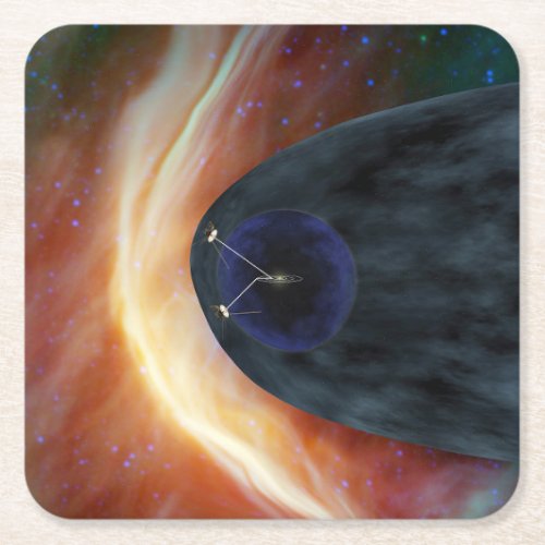 Two Voyager Spacecraft Exploring Turbulent Space Square Paper Coaster