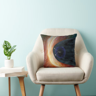Two Voyager Spacecraft Exploring Turbulent Space. Throw Pillow