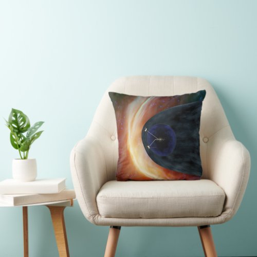Two Voyager Spacecraft Exploring Turbulent Space Throw Pillow