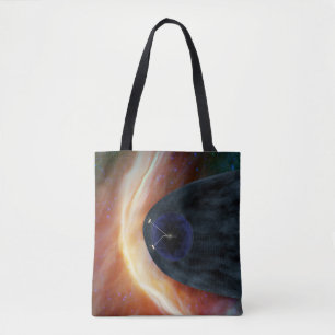 Two Voyager Spacecraft Exploring Turbulent Space. Tote Bag