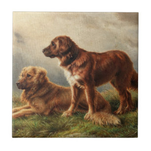 Two Watchful Dogs Ceramic Tile