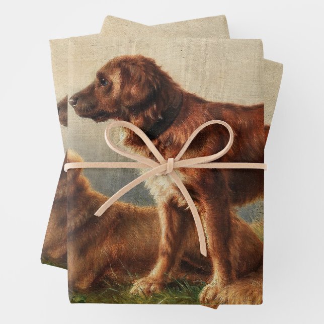 Two Watchful Dogs Wrapping Paper Sheets (In situ)
