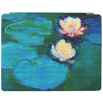Two Water Lily Flowers Claude Monet Fine Art Ipad Smart Cover by monet_paintings at Zazzle