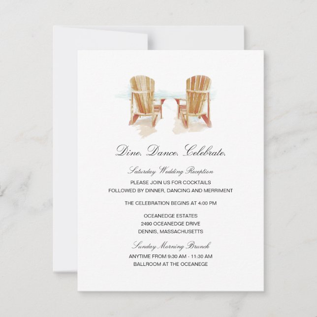 Two Watercolor Adirondack Chairs Wedding Invitation (Front)