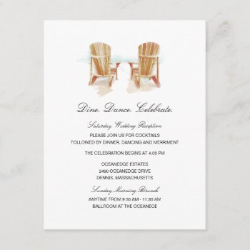 Two Watercolor Adirondack Chairs Wedding Invitation by labellarue at Zazzle