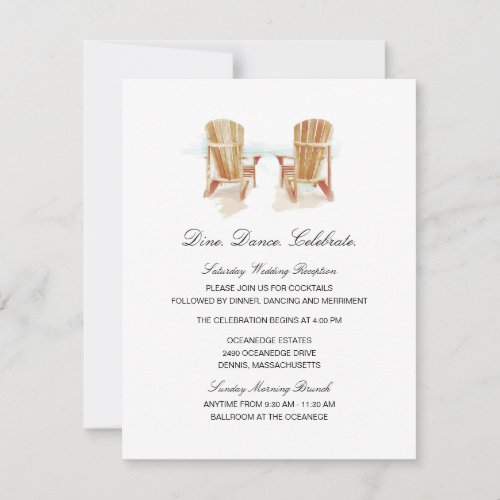 Two Watercolor Adirondack Chairs Wedding Invitation