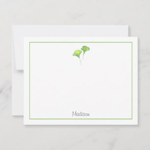 Two Watercolor Gingko Leaves Flat Note Card