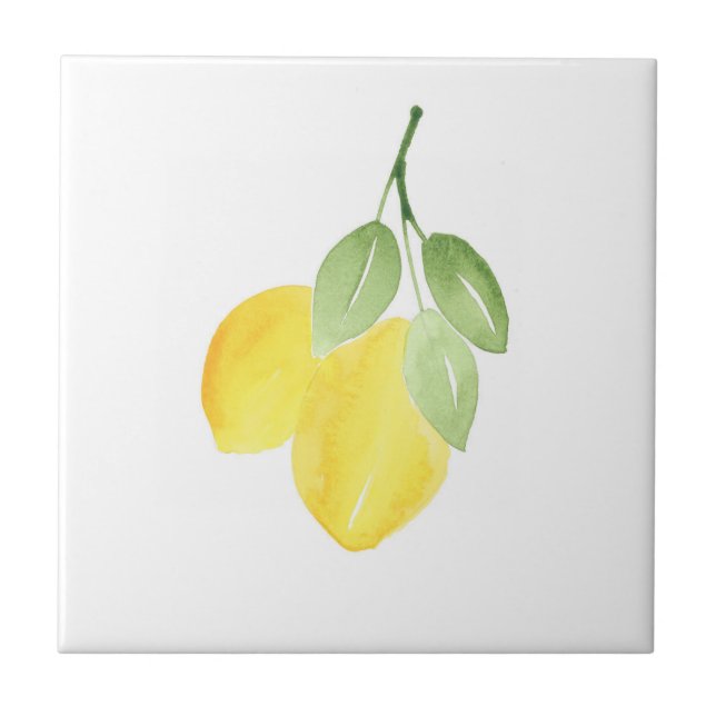 Two Watercolor Lemons Ceramic Tile (Front)