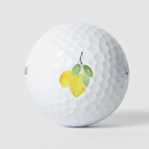 Two Watercolor Lemons Golf Balls