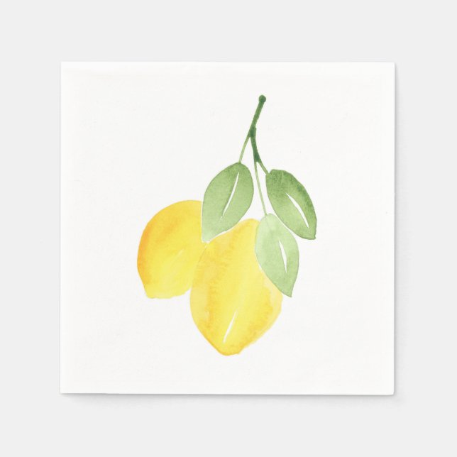 Two Watercolor Lemons Napkins (Front)