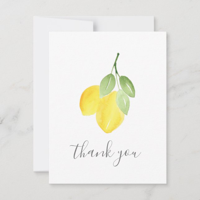 Two Watercolor Lemons Thank You Card (Front)