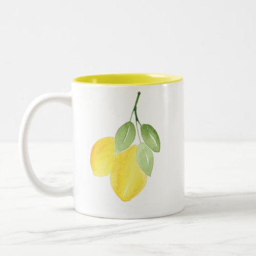 Two Watercolor Lemons Two_Tone Coffee Mug