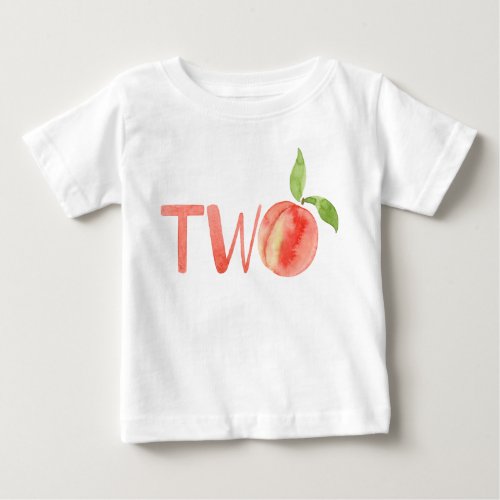 Two Watercolor Peach 2nd Birthday Girl  Baby T_Shirt
