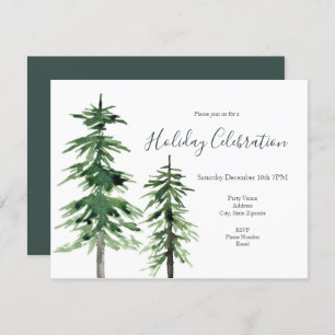 Two Watercolor Pine Trees Invitation