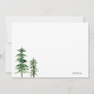 Two Watercolor Pine Trees Note Card