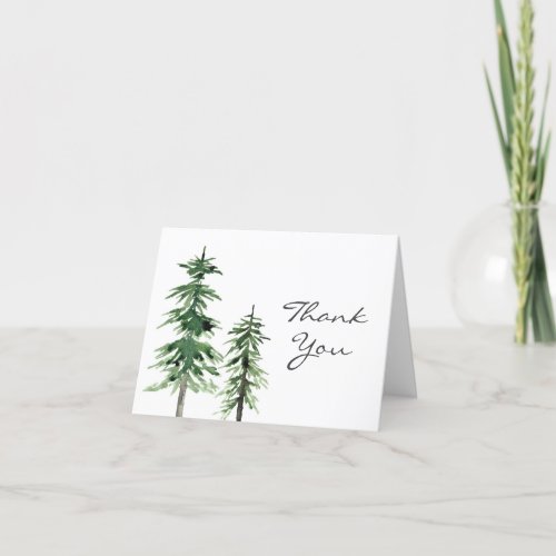 Two Watercolor Pine Trees Thank You Card