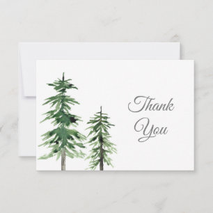 Two Watercolor Pine Trees Thank You Card