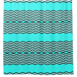 Two Waves Border black & white transparent Shower Curtain