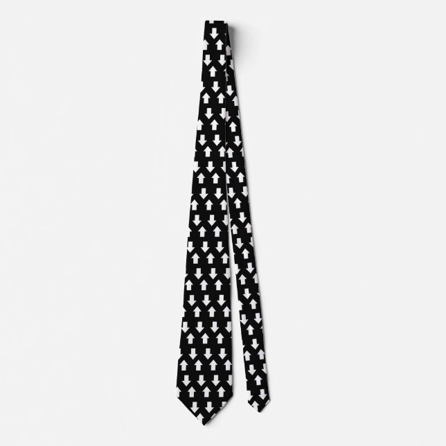 Two Way White Arrows - Black Neck Tie (Front)