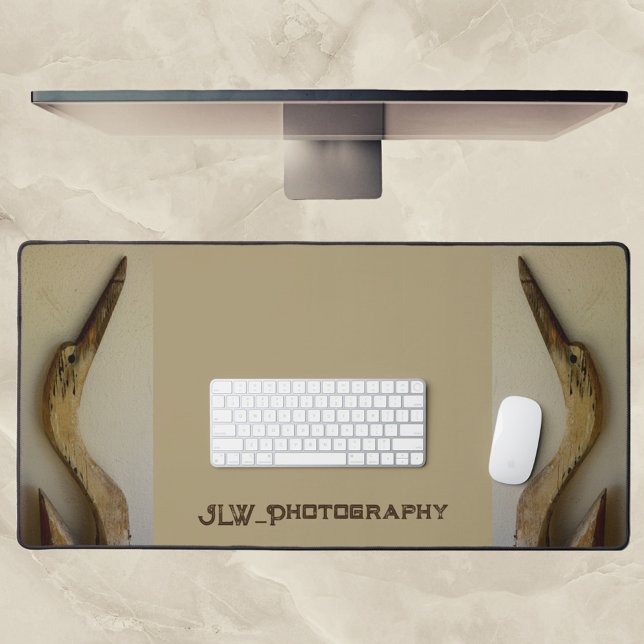 Two Weathered Herons Coastal Beige Customizable Desk Mat (Creator Uploaded)