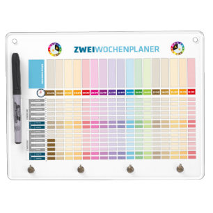 two week calendar dry erase board with keychain holder