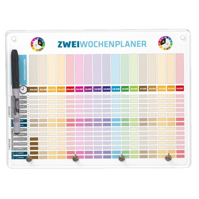 two week calendar dry erase board with keychain holder (Front)