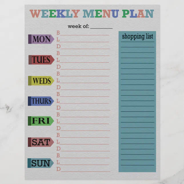 Two Week Menu Plan | Zazzle