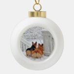 Two Welsh Corgis In The Snow Ornament at Zazzle