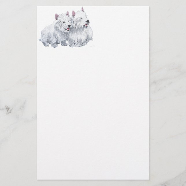Two West Highland White Terriers Stationery (Front)