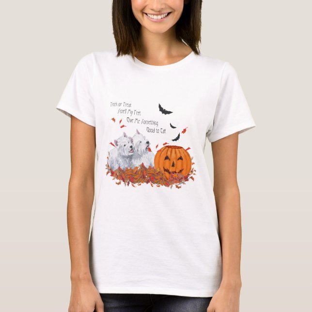 Two Westies at Halloween T-Shirt (Front)