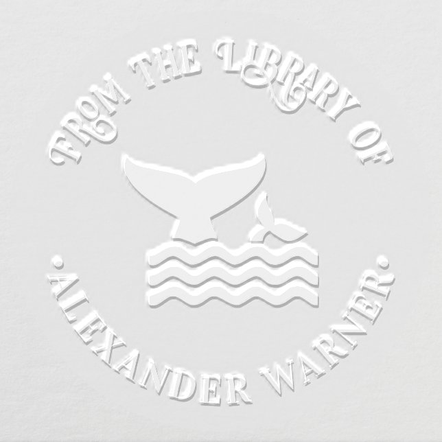 Two Whales Tails in the Waves Round Library Book Embosser (Design)